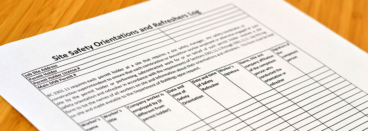 Site Safety Orientation log